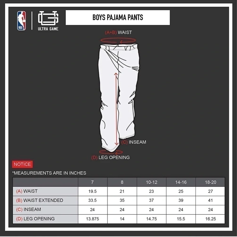 Ultra Game NBA Boy's 2 Piece PJs Lounge Pants & Tee Set Boys Size M (8)